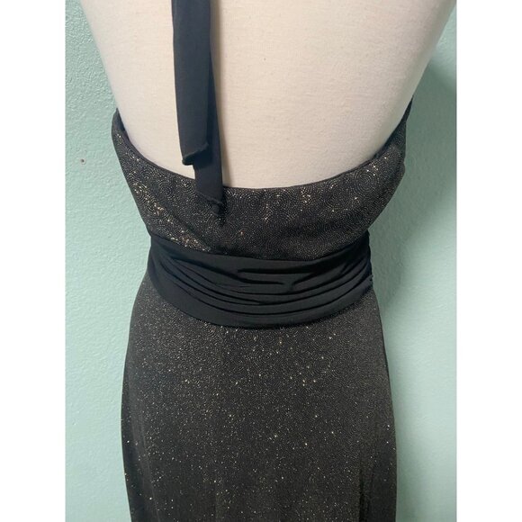 Vintage En Focus Studio Women's Black and Gold Circle Pattern Halter Dress 14‎ - Picture 6 of 11